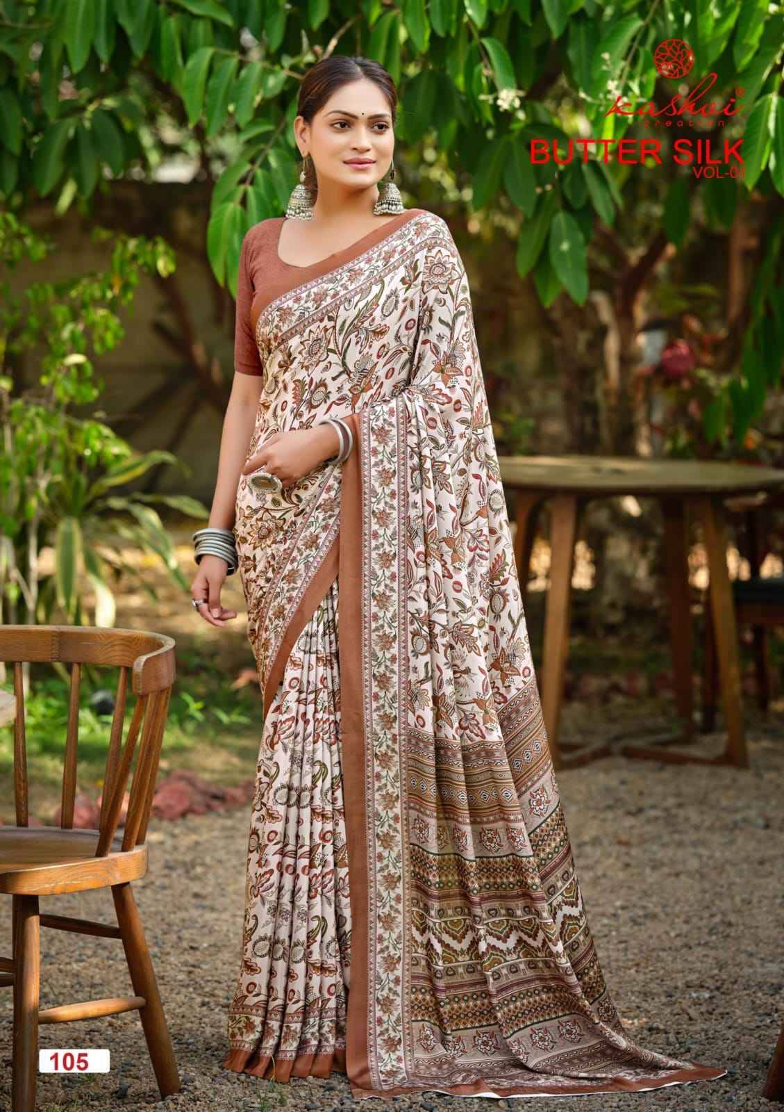 BUTTER SILK By KASHVI 101 to 108 Series Indian Traditional Wear Collection Beautiful Stylish Fancy Colorful Party Wear & Occasional Wear SILK CRAPE DIGITAL PRINT Sarees At Wholesale Price